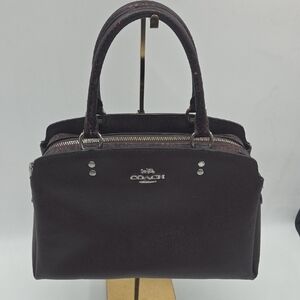 Coach Espresso Leather Hand Bag With Croc Detail